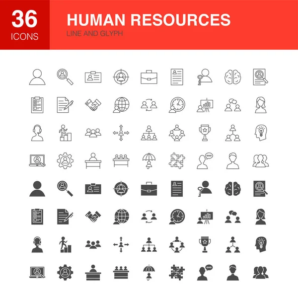 Emberi erőforrások vonal karakterjel ikonok — Stock Vector