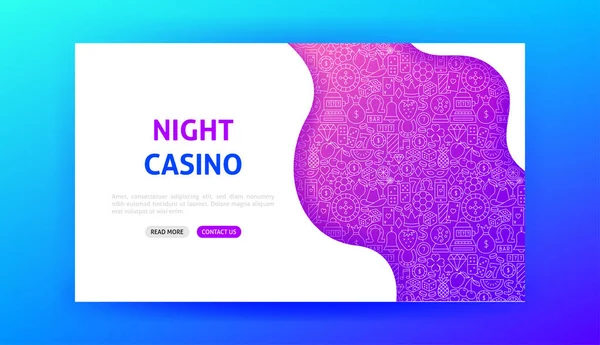 Ночное казино Landing Page — стоковый вектор