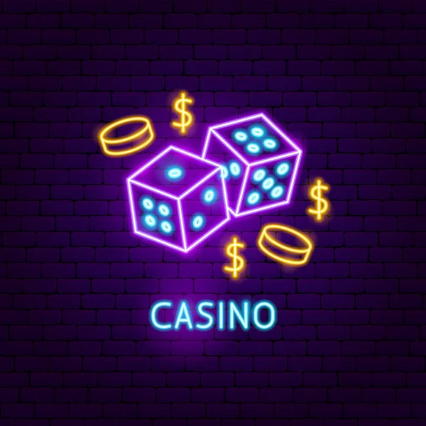 Etiqueta de neón de casino — Archivo Imágenes Vectoriales