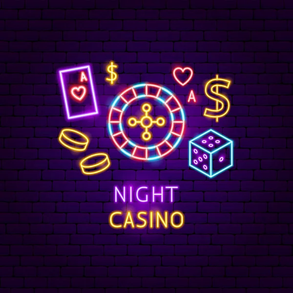 Ночное казино Neon Label — стоковый вектор