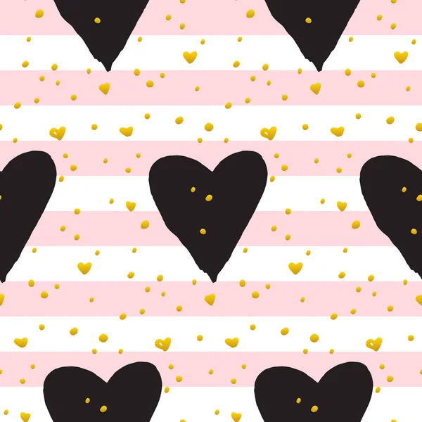 Cute Brush Heart Paint Seamless Pattern — Stock Vector