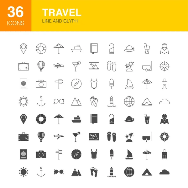 Travel Line Web Гліф іконки — стоковий вектор