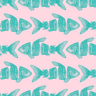 Hipster dilimlenmiş balık Seamless Modeli