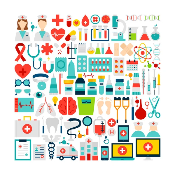 Set di medicinali e oggetti per la salute — Vettoriale Stock