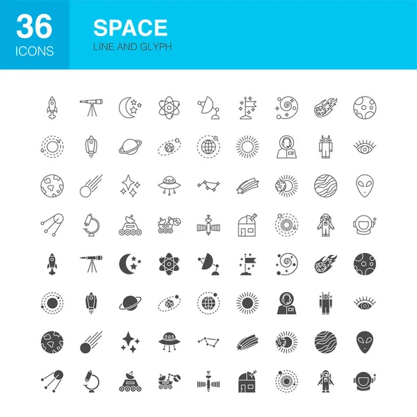 Space Line Web Glyh Icons — стоковый вектор