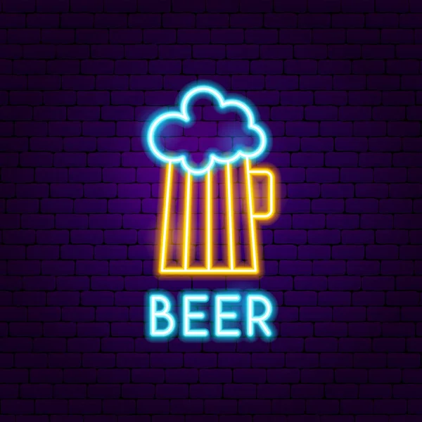 Birra Pub Etichetta al neon — Vettoriale Stock
