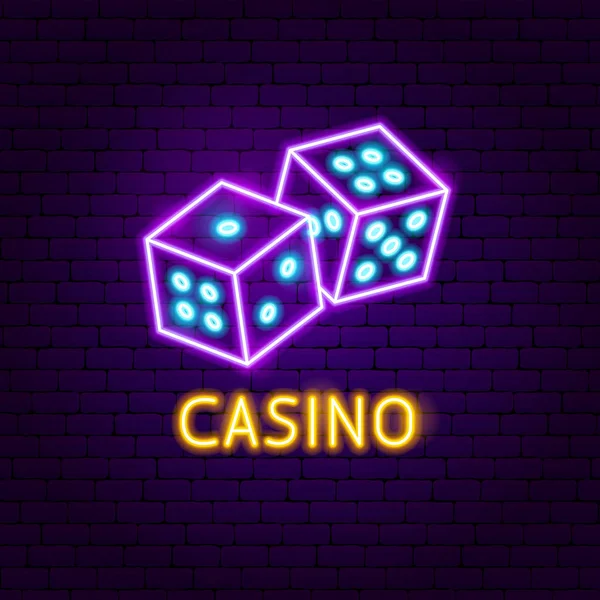 Juego de Casino Neon Label — Vector de stock
