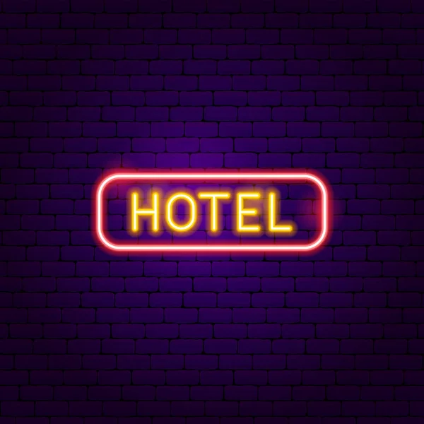 Rótulo do hotel Neon — Vetor de Stock