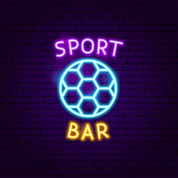 Esporte Bar Bola Neon Label — Vetor de Stock