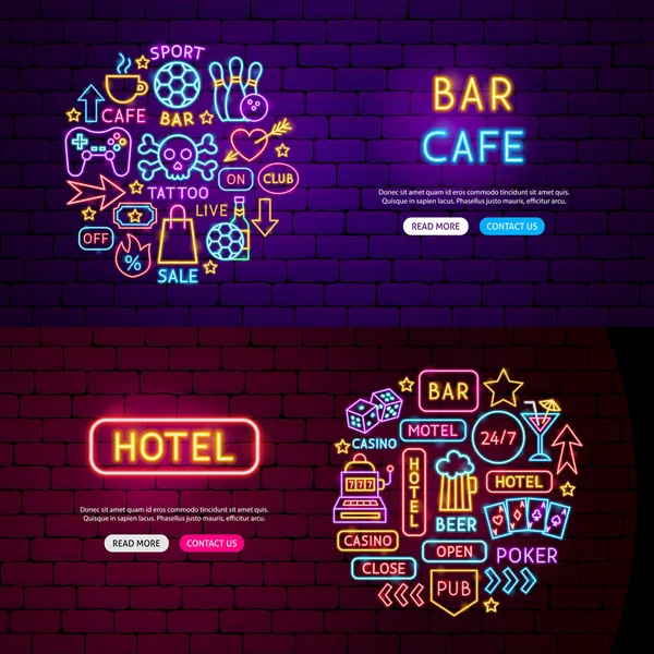 Ulice Hotel Bar nápisy — Stockový vektor