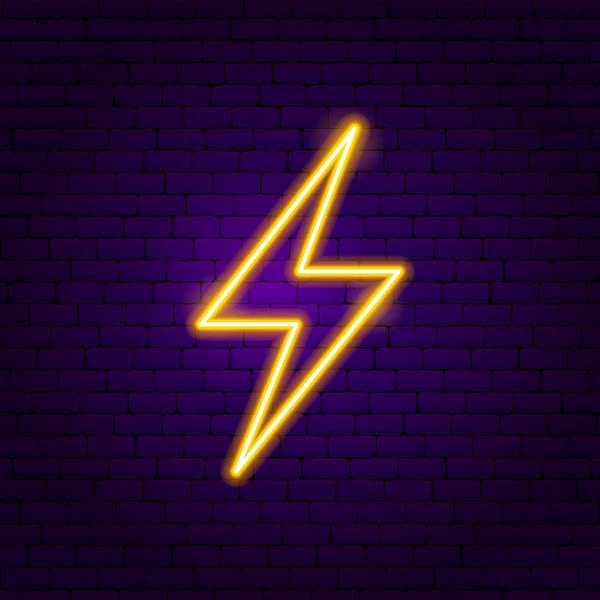 Lightning Neon Label — Stock Vector