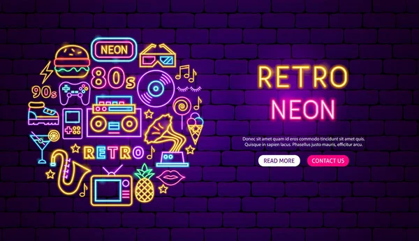 Retro neon-banner design — Stock Vector
