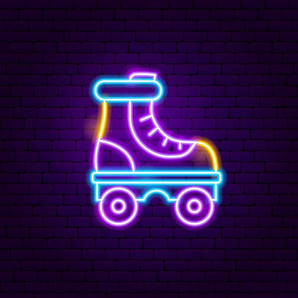 Roller Skate Neon label — Stockvector