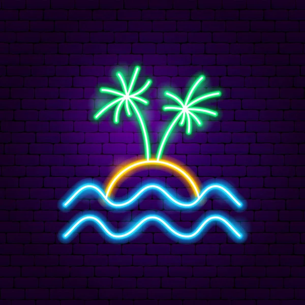Beach Palm Etichetta al neon — Vettoriale Stock