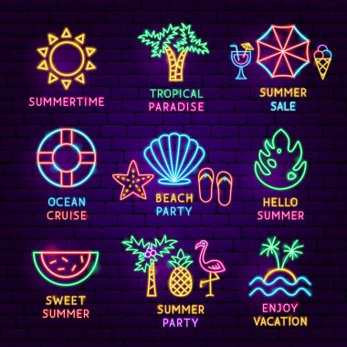 Yaz Tatili Neon Etiket Seti