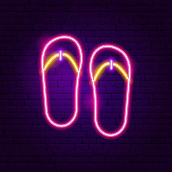 Flip flops neon Label — Stock Vector