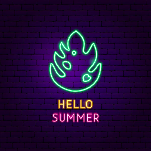 Hallo sommer neon label — Stockvektor