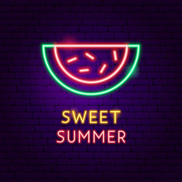 Süßes Sommer-Neon-Etikett — Stockvektor