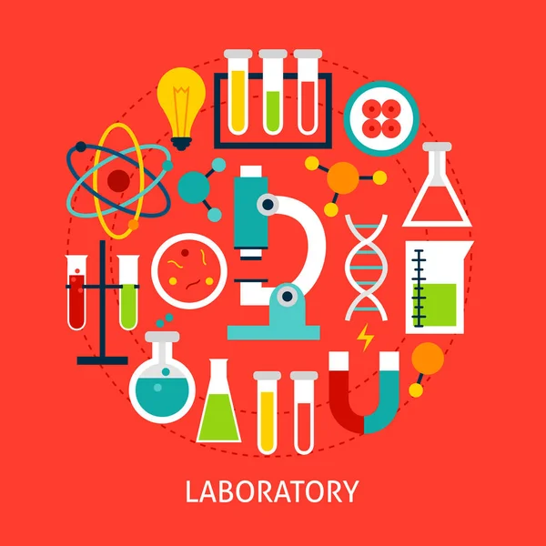 Concepto plano de laboratorio — Archivo Imágenes Vectoriales