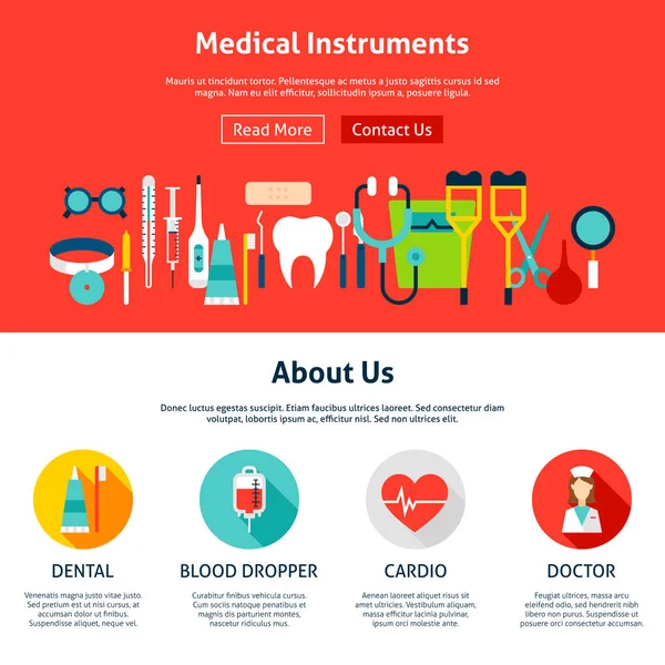 Medicinska instrument webb design — Stock vektor