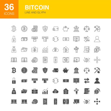 Bitcoin Line Web Glyph Simgeleri