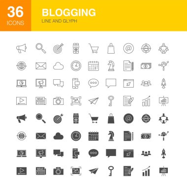 Blogging Line Web Glyph Simgeler