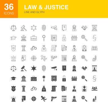 Hukuk Adalet Hattı Web Glyph Simgeler