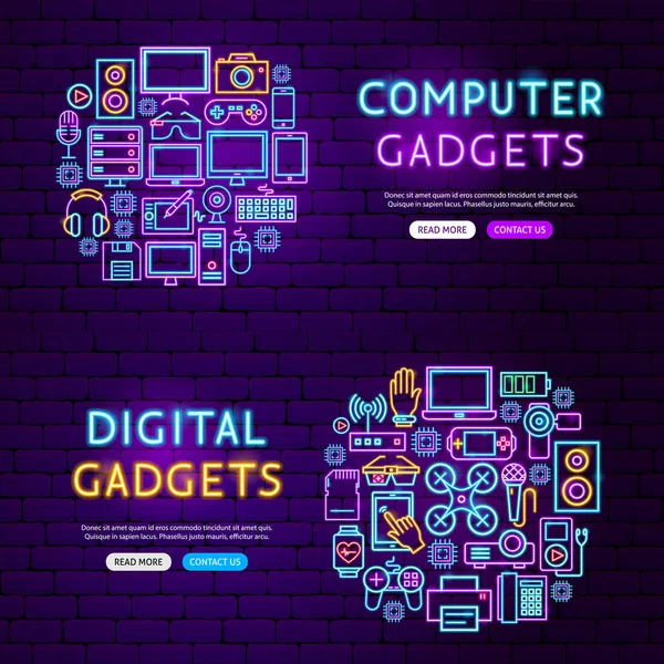 Gadgets de computador Website Banners — Vetor de Stock