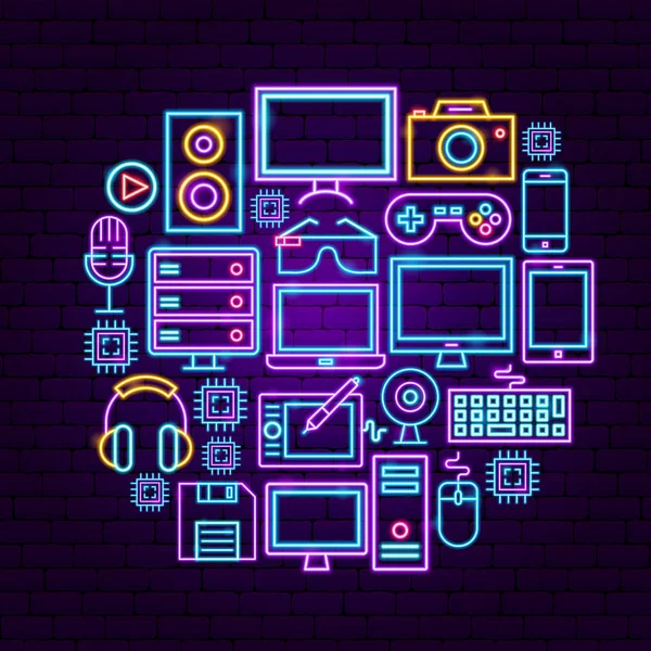 Tecnología informática Concepto de neón — Archivo Imágenes Vectoriales