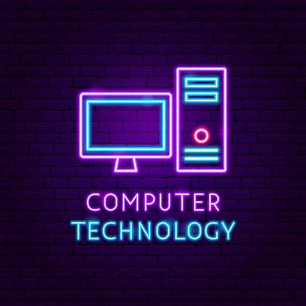 Technologie informatique Étiquette néon — Image vectorielle