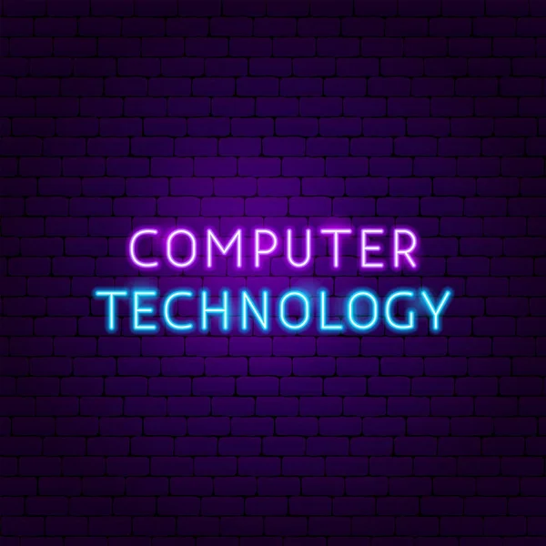 Technologia komputerowa tekst Neon Label — Wektor stockowy