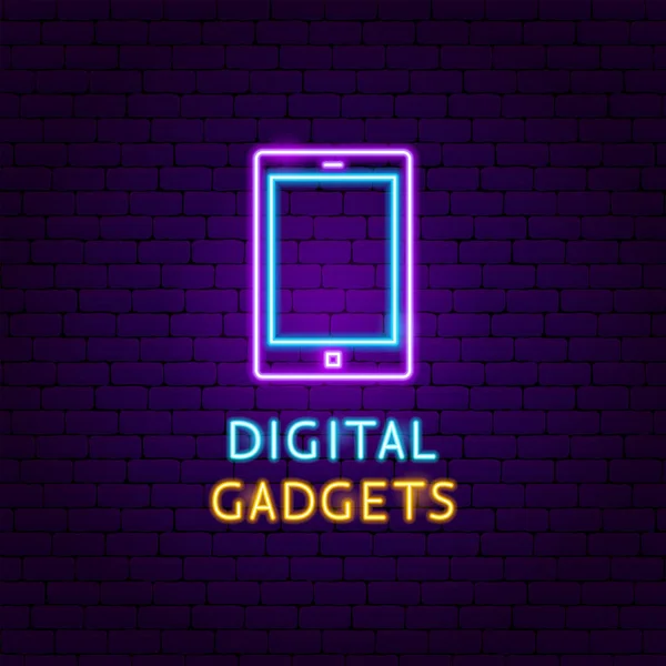 Digitale Gadgets Neon-Etikett — Stockvektor