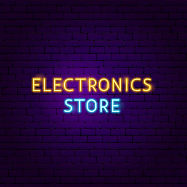 Etichetta neon testo negozio di elettronica — Vettoriale Stock