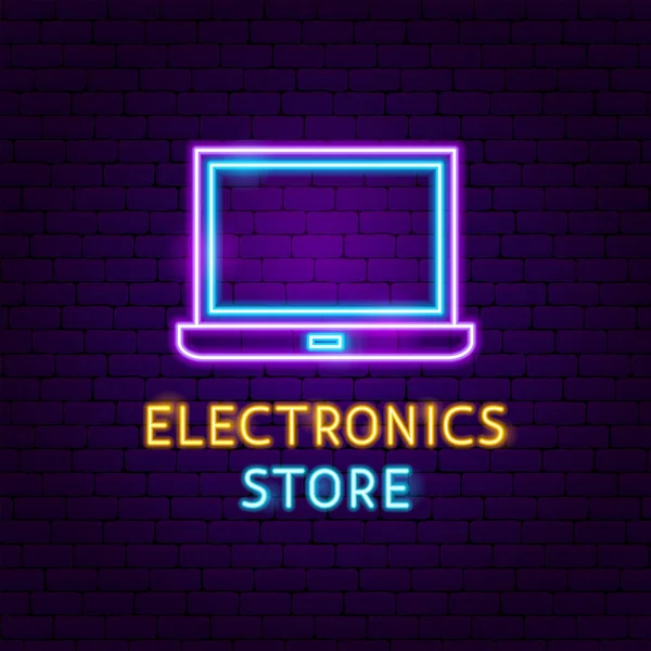 Tienda de Electrónica Etiqueta de neón — Vector de stock