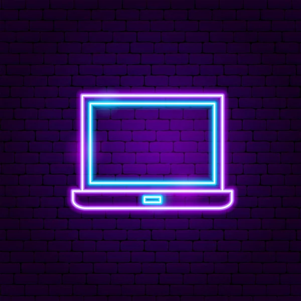 Laptop Neon Label — Wektor stockowy