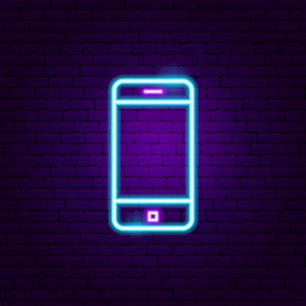 Téléphone portable Étiquette néon — Image vectorielle