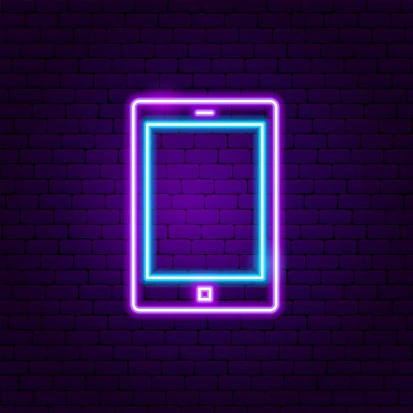 Tablet-Gadget Neon-Etikett — Stockvektor