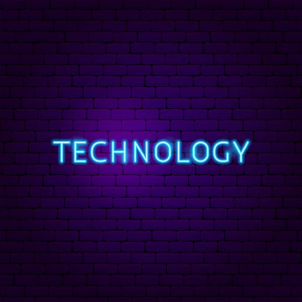 Teknoloji Metin Neon Etiket — Stok Vektör
