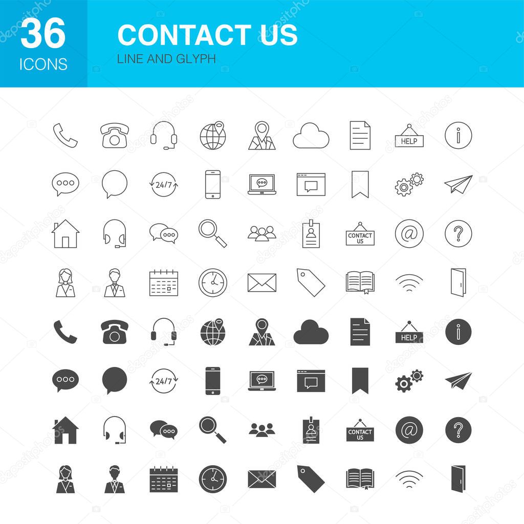Contact Us Line Web Glyph Icons