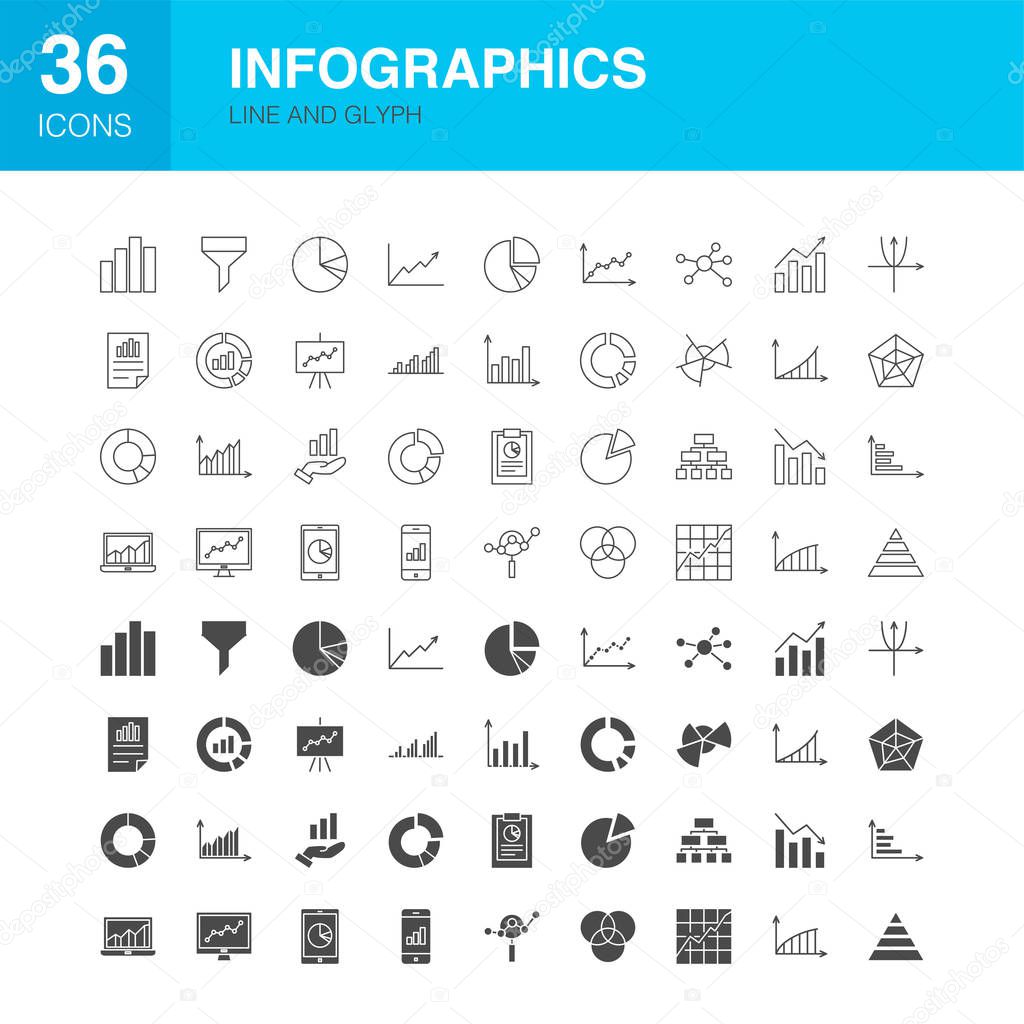 Infographics Line Web Glyph Icons