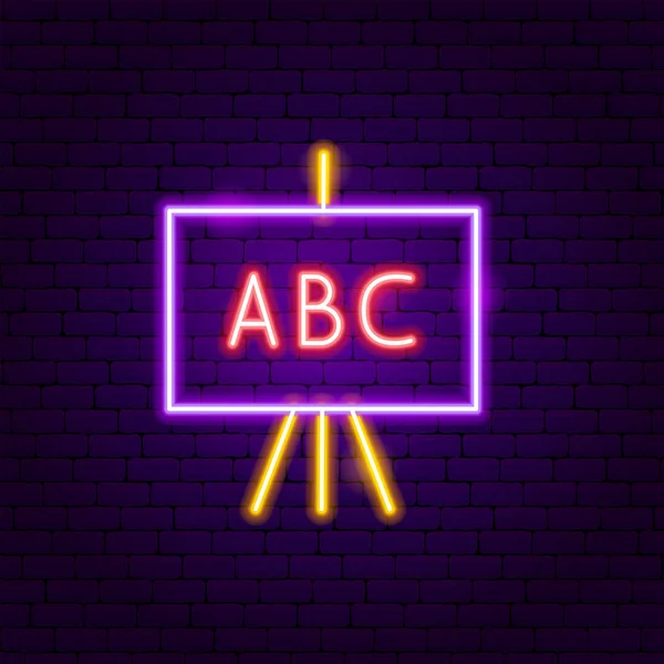 ABC School Board Etichetta al neon — Vettoriale Stock