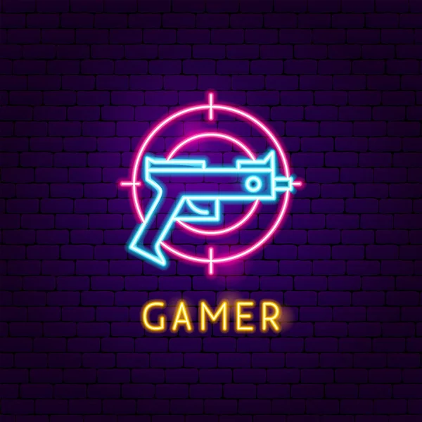 Popis Gamer neonová — Stockový vektor