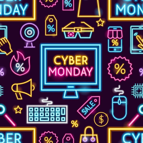 Siber Pazartesi Neon Dikişsiz Desen — Stok Vektör