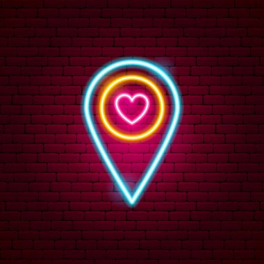 Aşk Haritası pin Neon Işareti