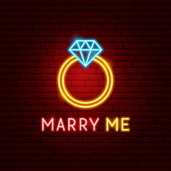 Casar comigo Neon Label — Vetor de Stock