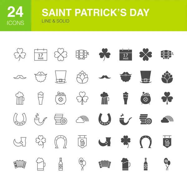 Saint Patrick ' s Day line Web Glyph ikoner — Stock vektor