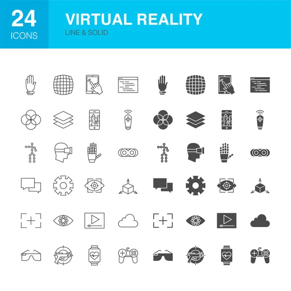 Línea de realidad virtual Web Glyph Iconos — Vector de stock