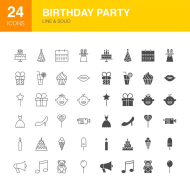 Doğum Günü Partisi Hattı Web Glyph Simgeler