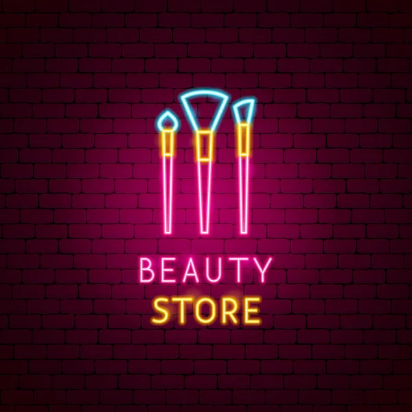 Etiqueta de néon de loja de beleza — Vetor de Stock