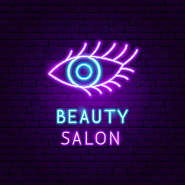Salon de beauté Étiquette néon — Image vectorielle